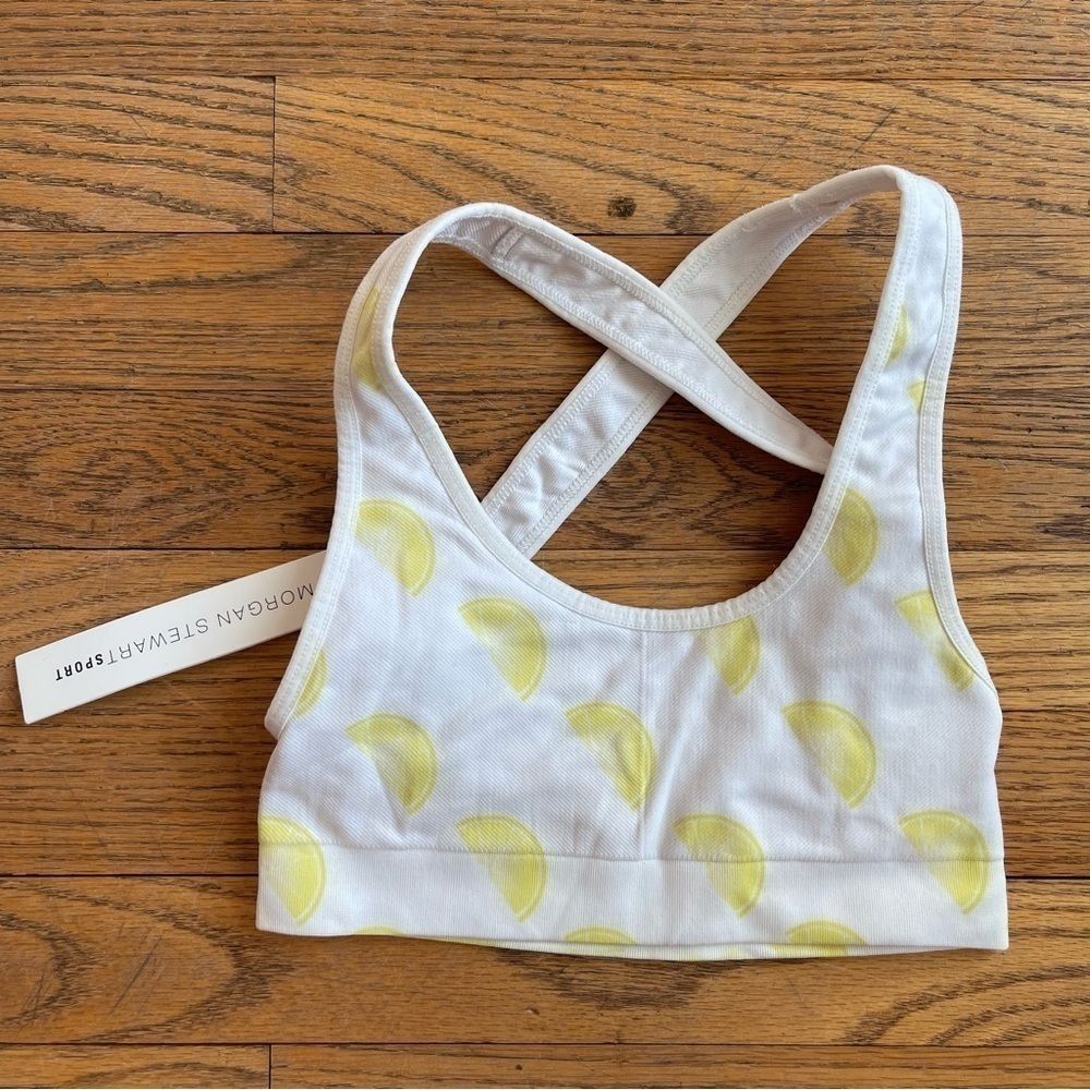 NEW Morgan Stewart Sport Womens Lemon Wheel Sports Bra Revolve White Size XS NWT - Picture 2 of 5